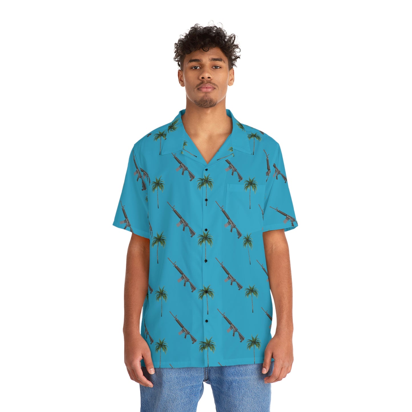 AR15 Palms Turquoise Men's Hawaiian Shirt