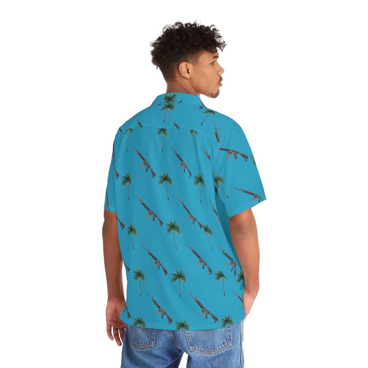 AR15 Palms Turquoise Men's Hawaiian Shirt